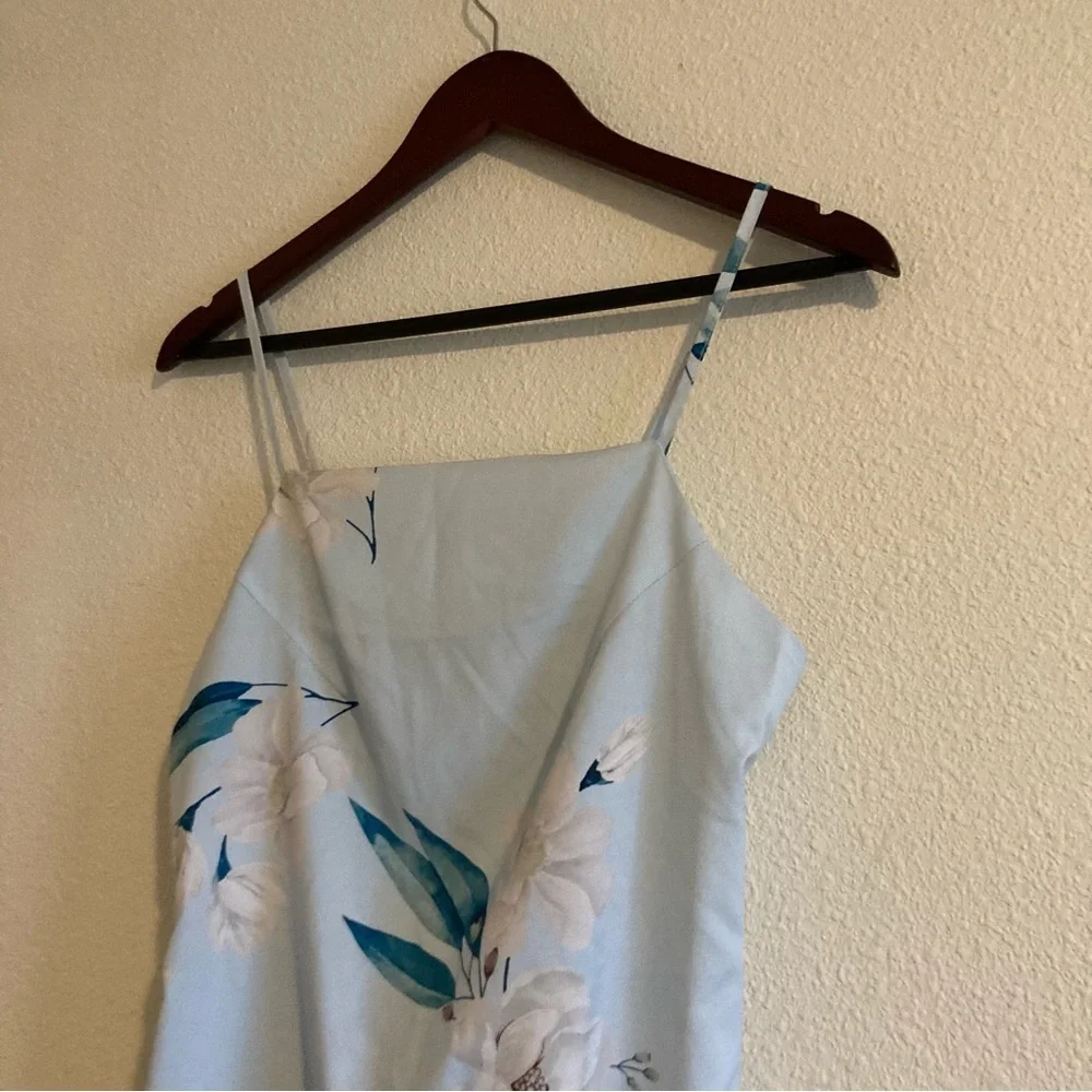 NWOT Shein Silky Women's Blue Floral Mini Dress Size S